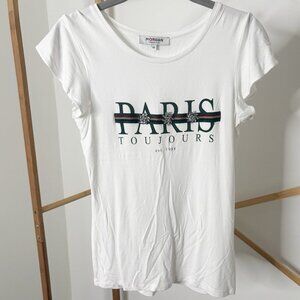Morgan De Toi Short Sleeve Tee Shirt (Sz XS) Paris Sequin Sporty Y2K City Chic